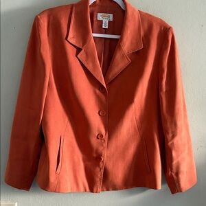 Talbots faux suede Creek Vibrant Orange Blazer 14